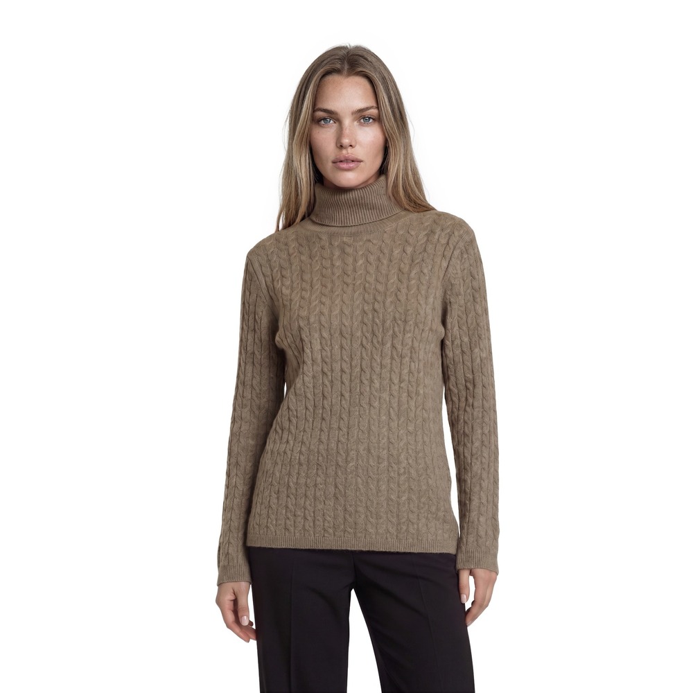 Alex Marie 100% Cashmere Cable Knit Sweater Women's Size XL Tan Turtleneck